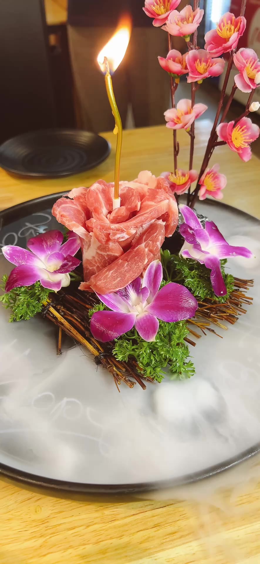Flower Pork with candle