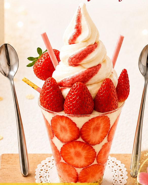 The special strawberry parfait for birthday guests